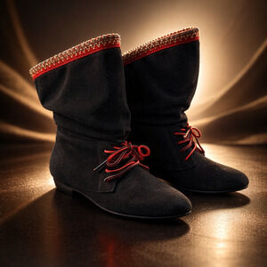 Bamboo Picnic-03 Boho Cottage core Renaissance Faire Slouch Bootie size 8.5